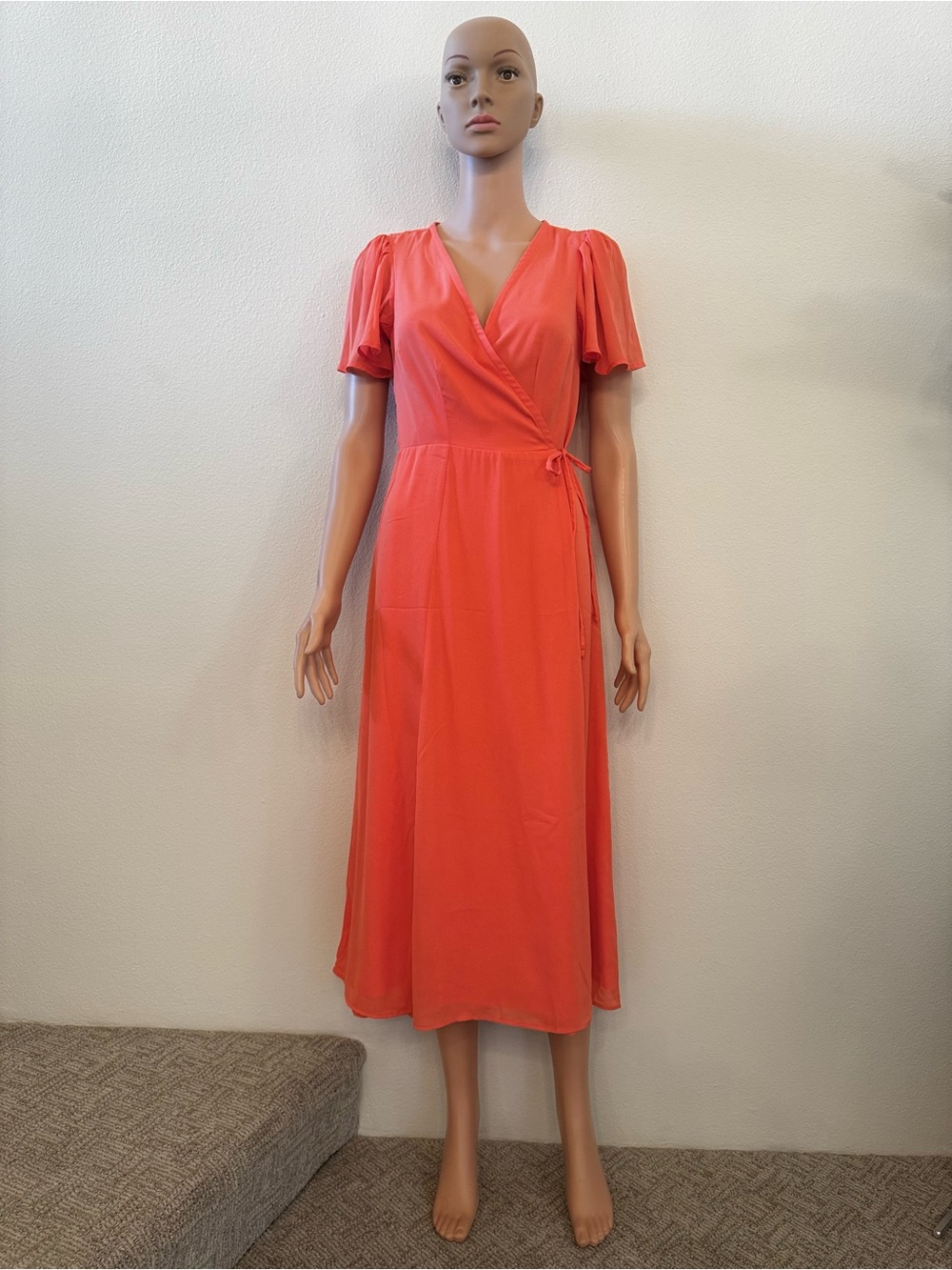 Abercrombie & Fitch Light Coral Wrap Maxi Dress